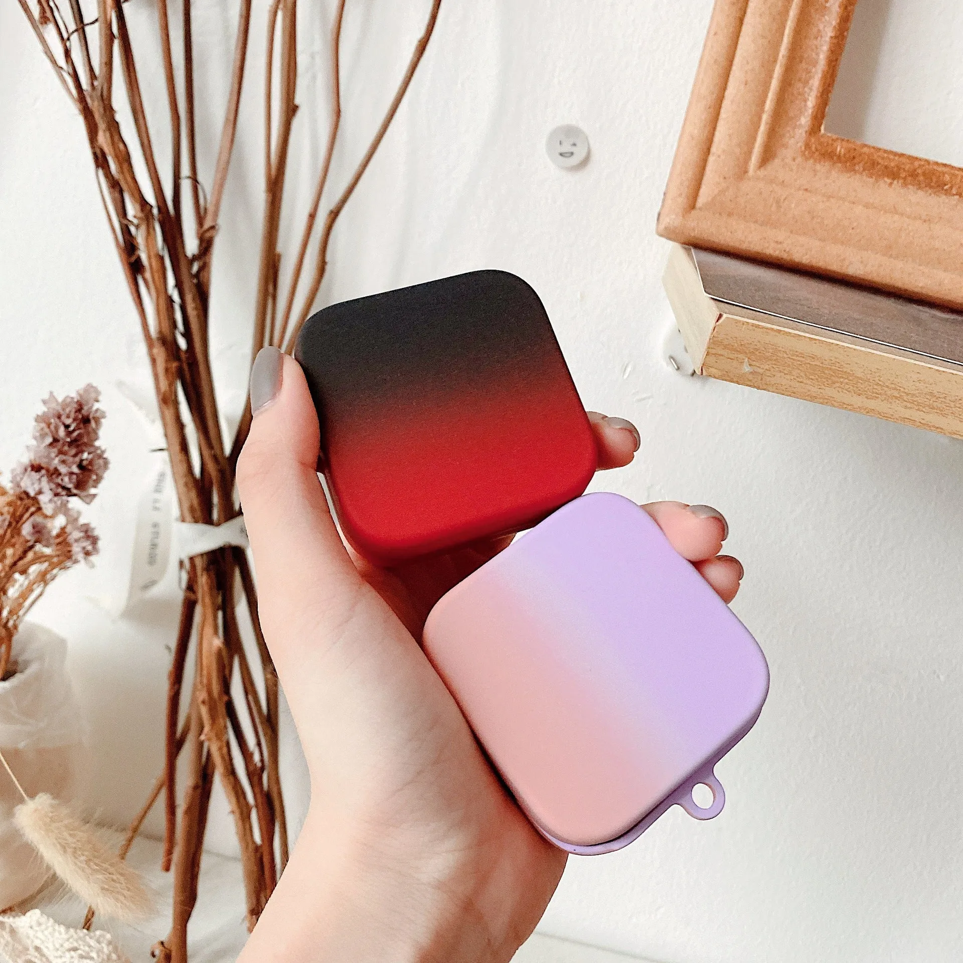 Hard shell PC anti-drop case for Xiaomi Air2 SE, two-colour gradient pink purple with metal hook