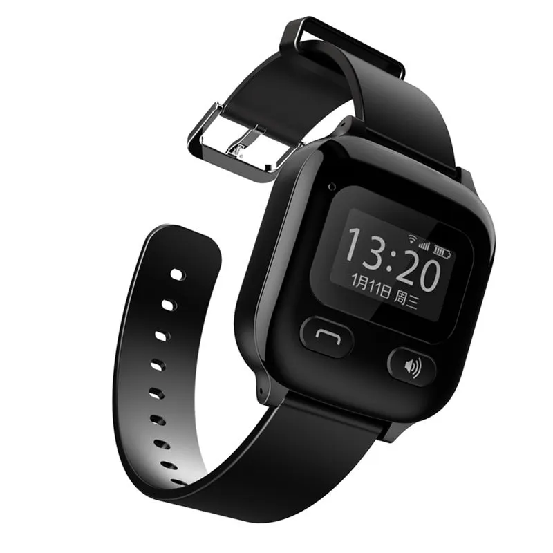 Black Aiqiangua S3 smartwatch for elderly GPS tracking on a wrist.