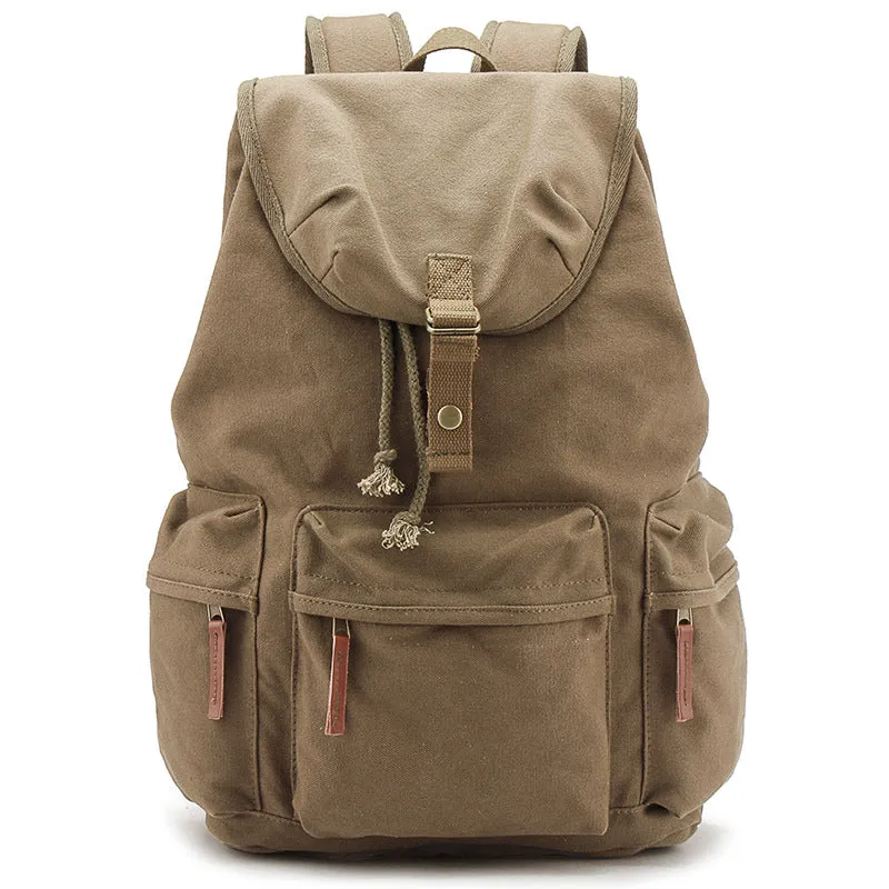 Canvas camera bag in Gray with rain cover, shoulder strap, and soft handle for SLR photography