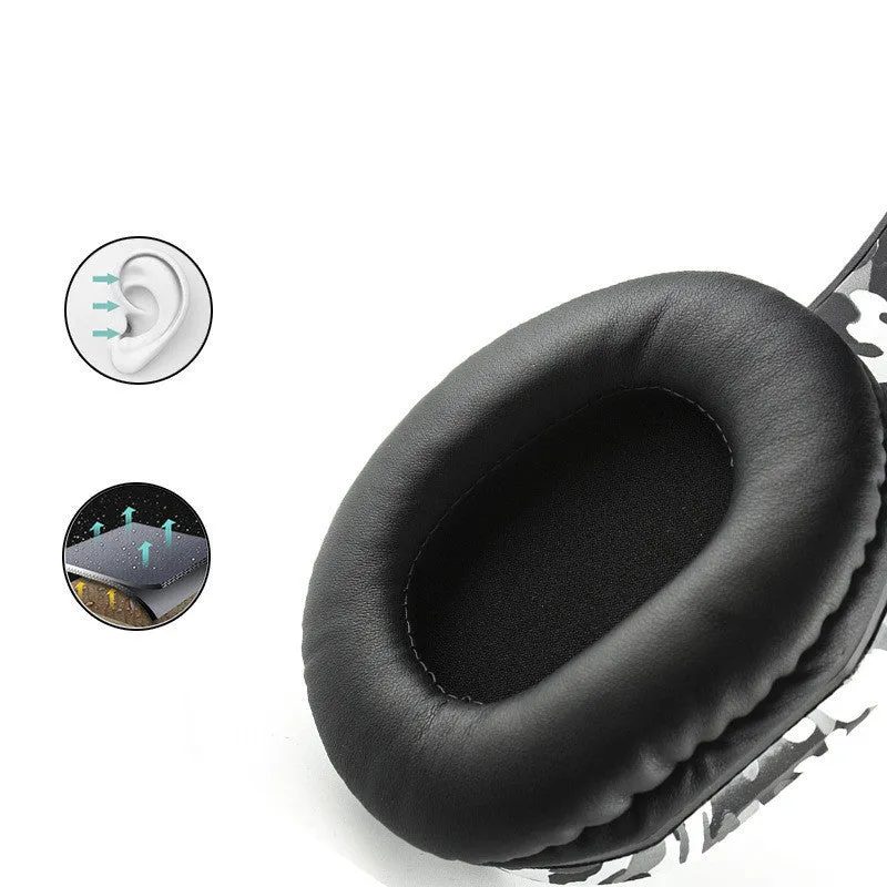PS4 gaming headset with camouflage design and wired 3.5mm connection