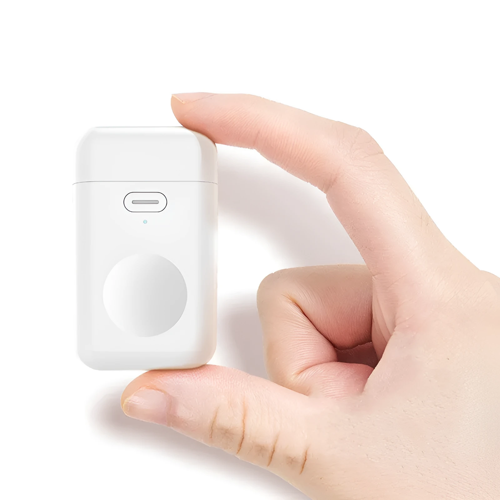White compact wireless charger power bank for Apple Watch with magnetic pad and Micro USB input