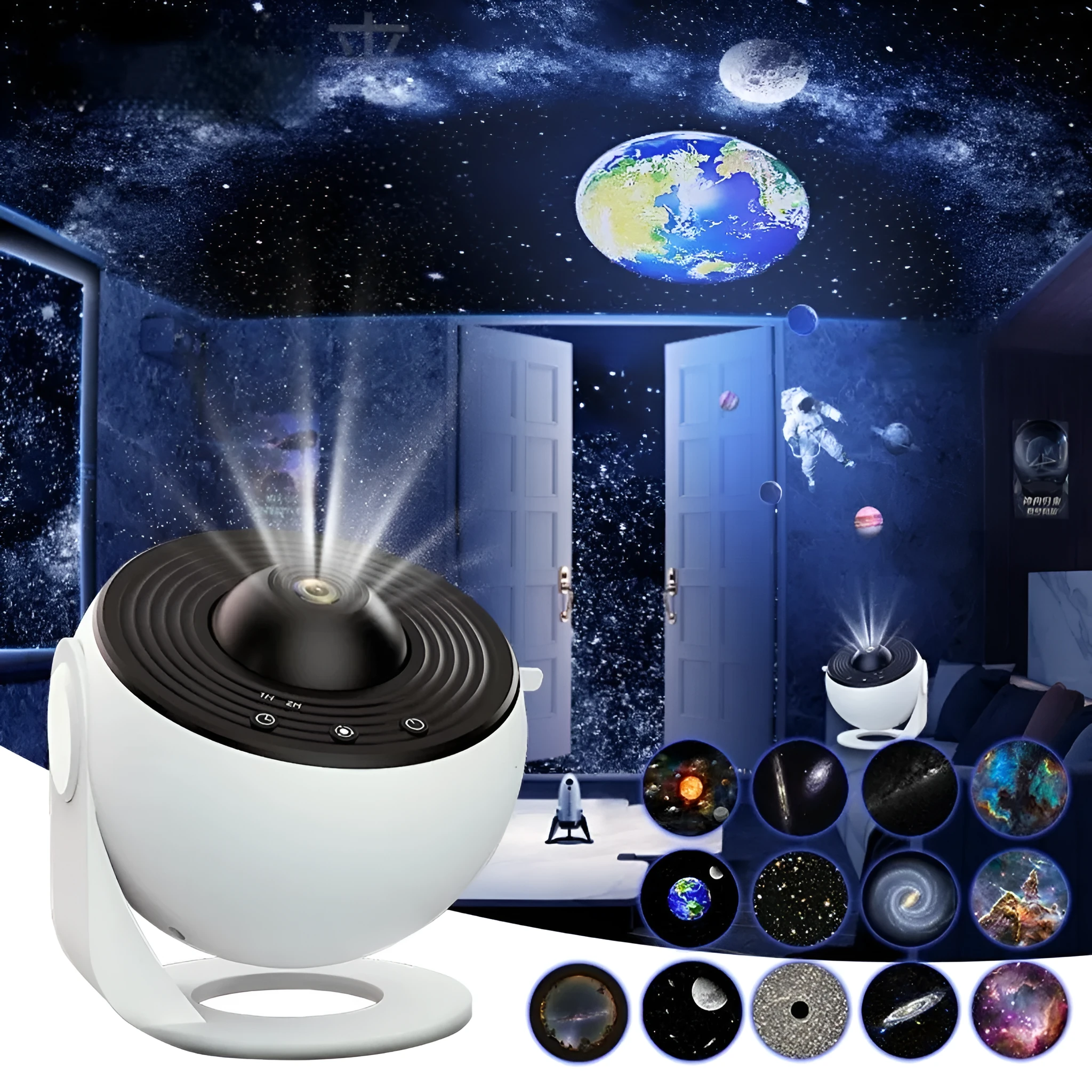 Globe Galaxy Starry Sky Atmosphere Light USB projector in black with starry sky projection