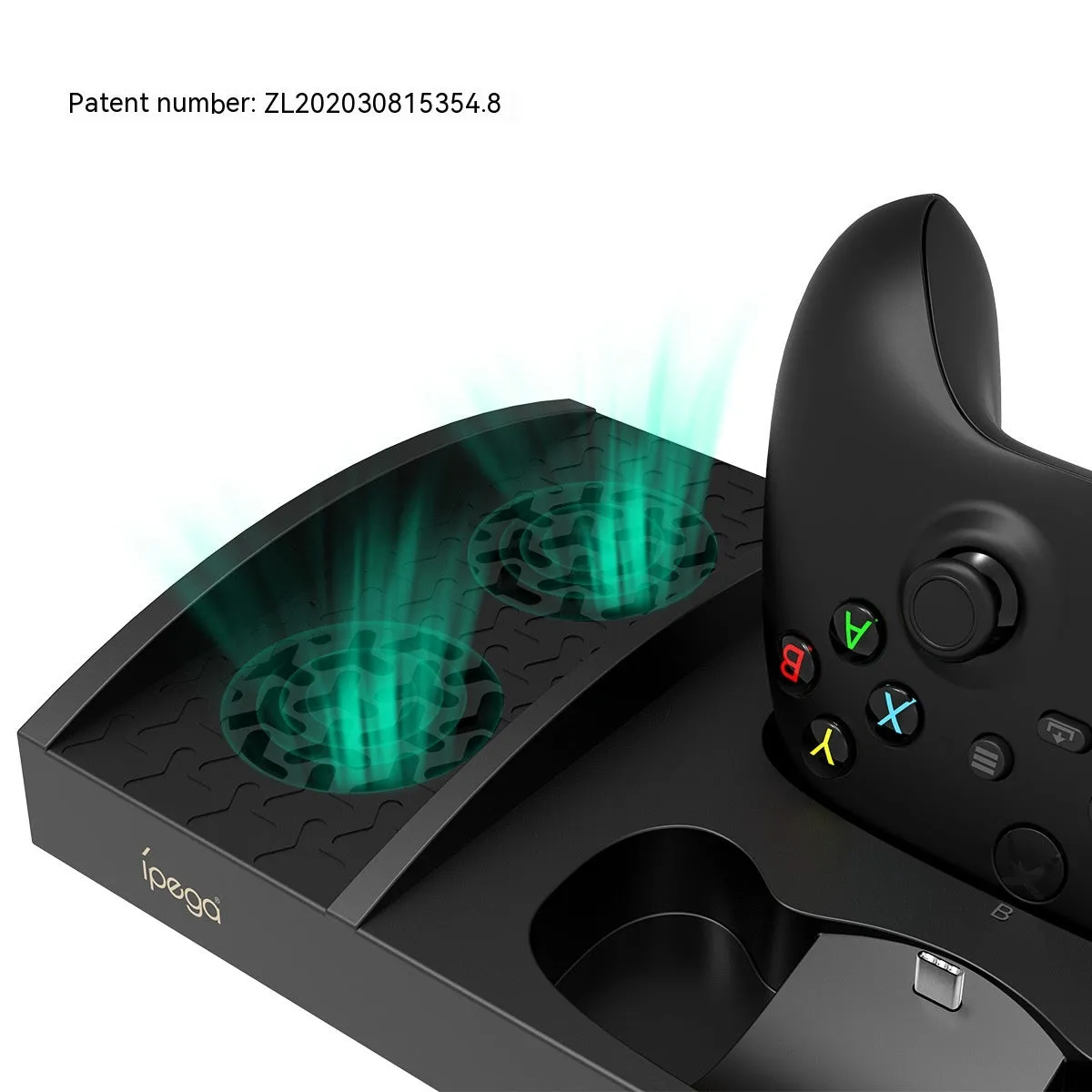 Xbox Series S cooling charger base with dual fans, earphone rack, and two battery packs in ABS