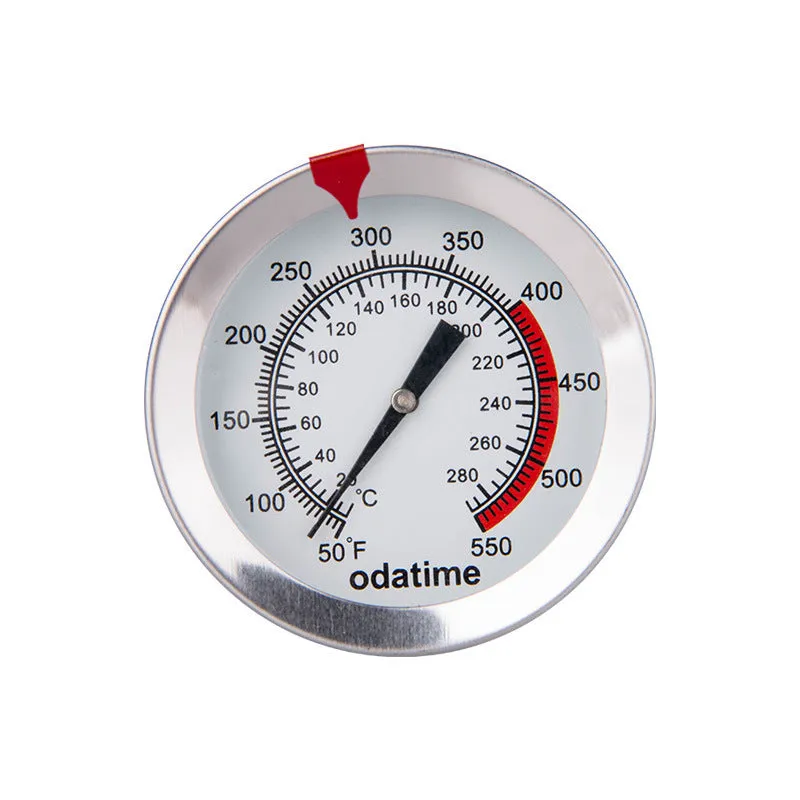 Digital food thermometer with stainless steel probe and display showing temperature reading