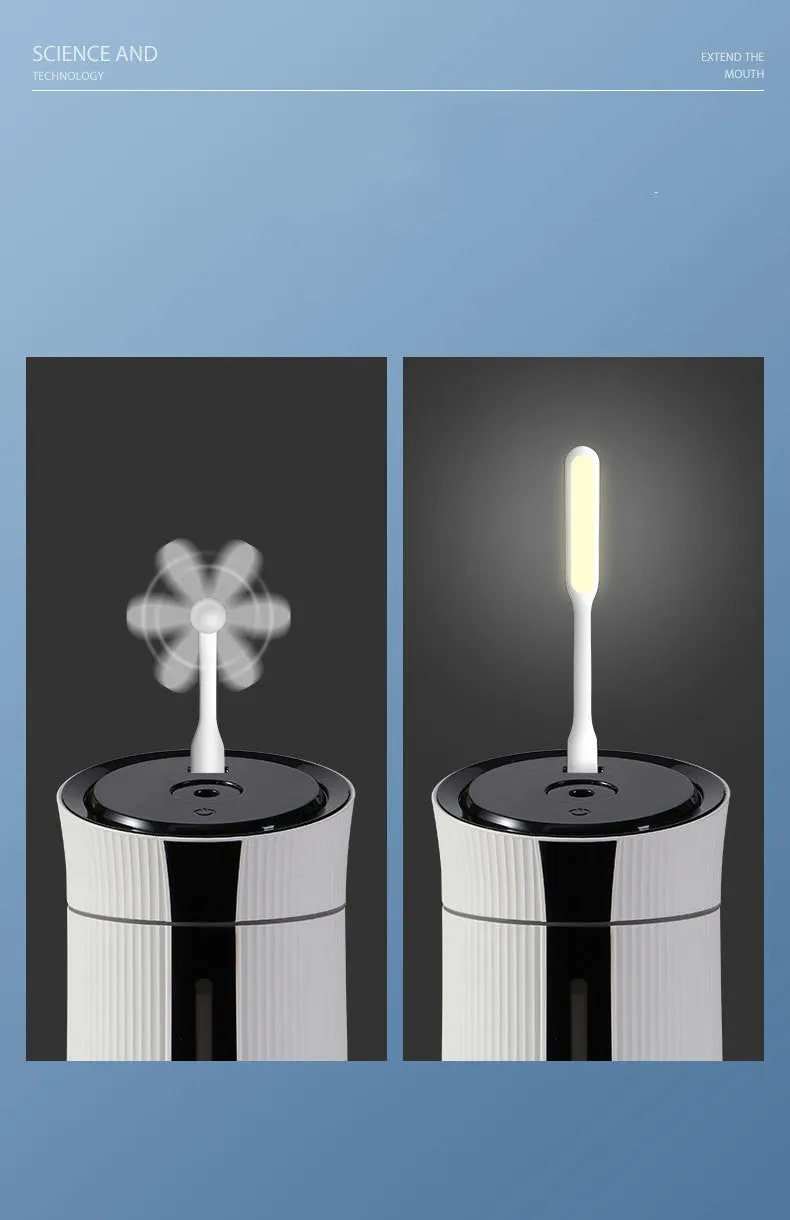 White cylindrical household USB humidifier with single fog outlet, quiet operation 36dB or less
