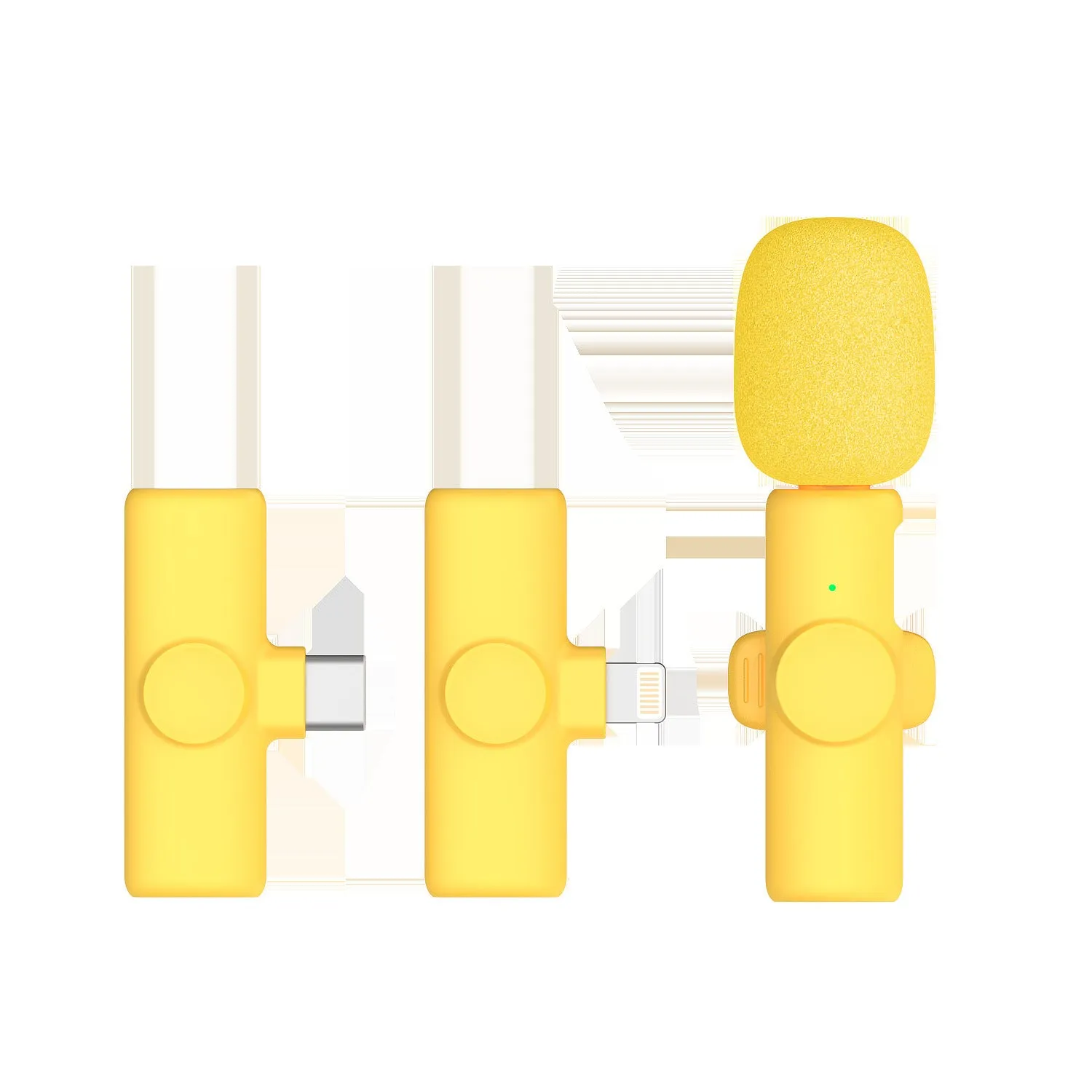 2.4g wireless microphone live sound card with receiver, shown in available colours: black, pink, red, white, yellow.