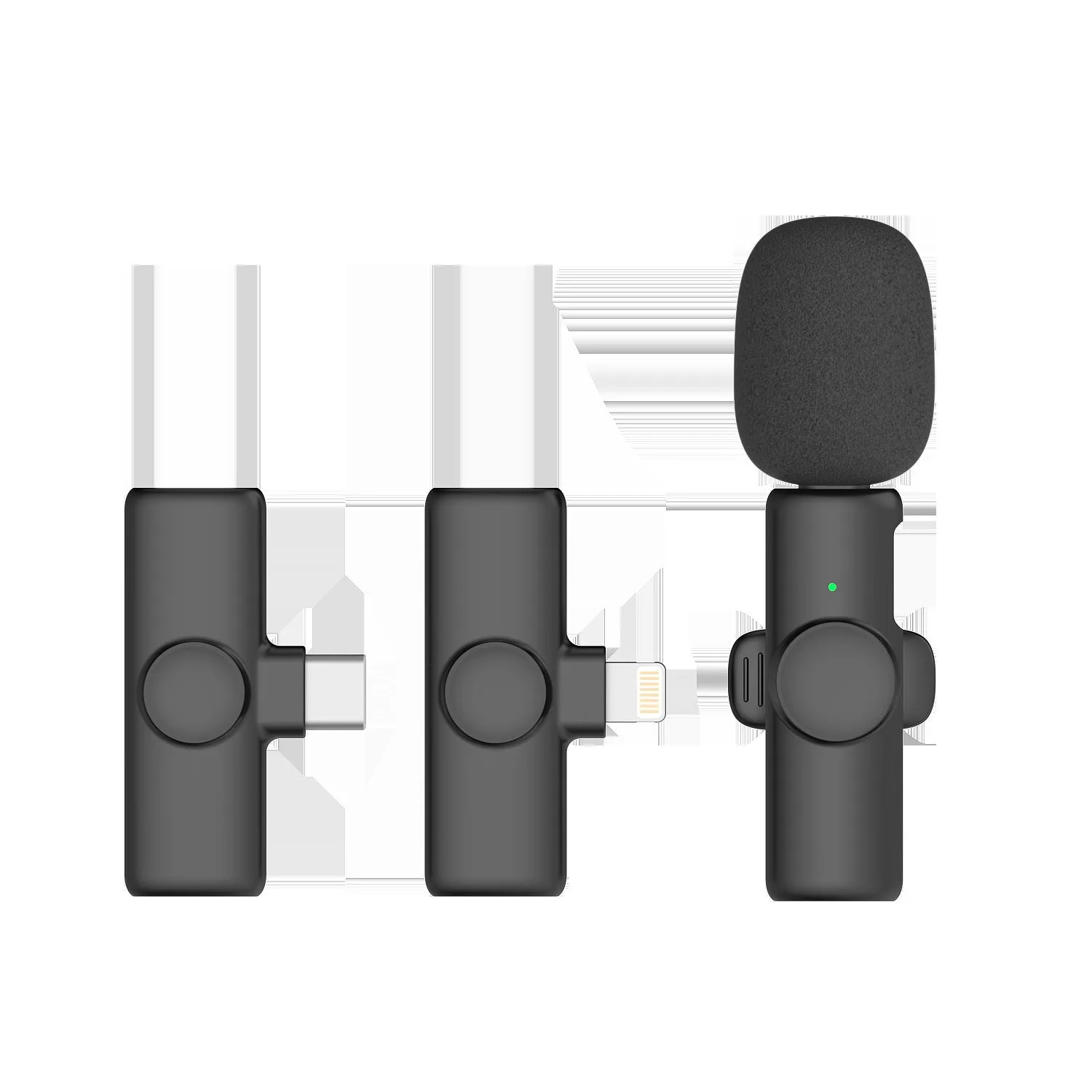 2.4g wireless microphone live sound card with receiver, shown in available colours: black, pink, red, white, yellow.