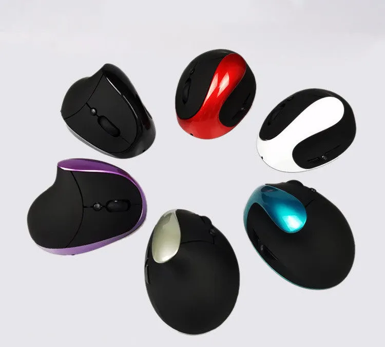 Wired vertical ergonomic computer mouse with six buttons in various colour options