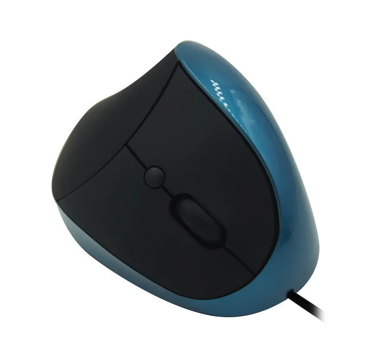 Wired vertical ergonomic computer mouse with six buttons in various colour options