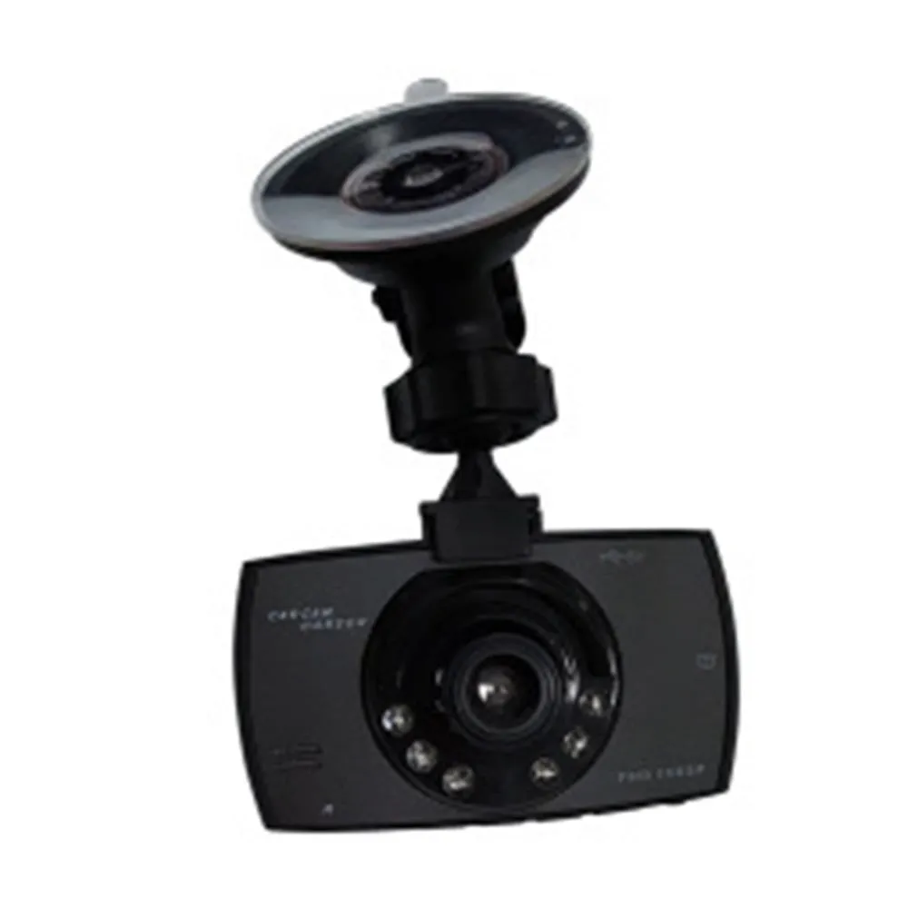 Compact black 1080P night vision dash camera with wide-angle lens mounted on car windscreen