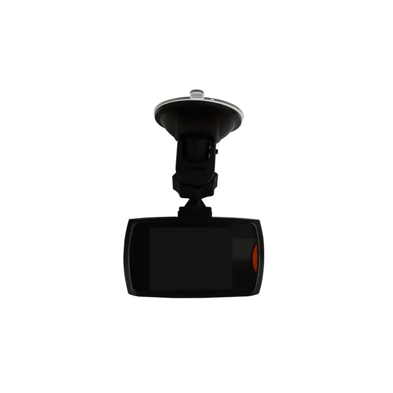 Compact black 1080P night vision dash camera with wide-angle lens mounted on car windscreen