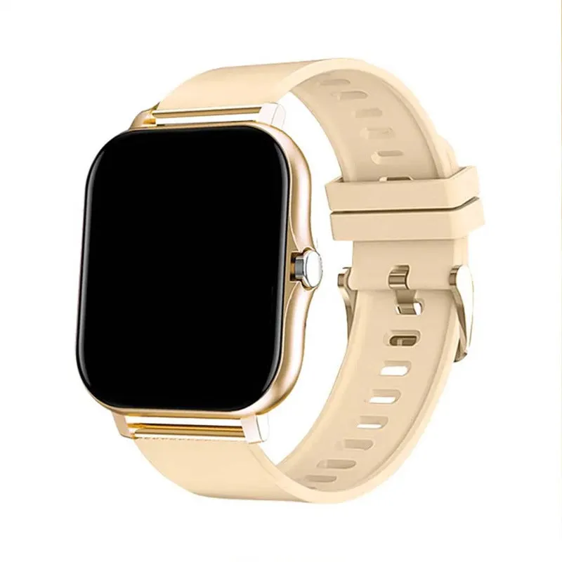 Smart watch with 144-inch touchscreen display showing health metrics and call functions