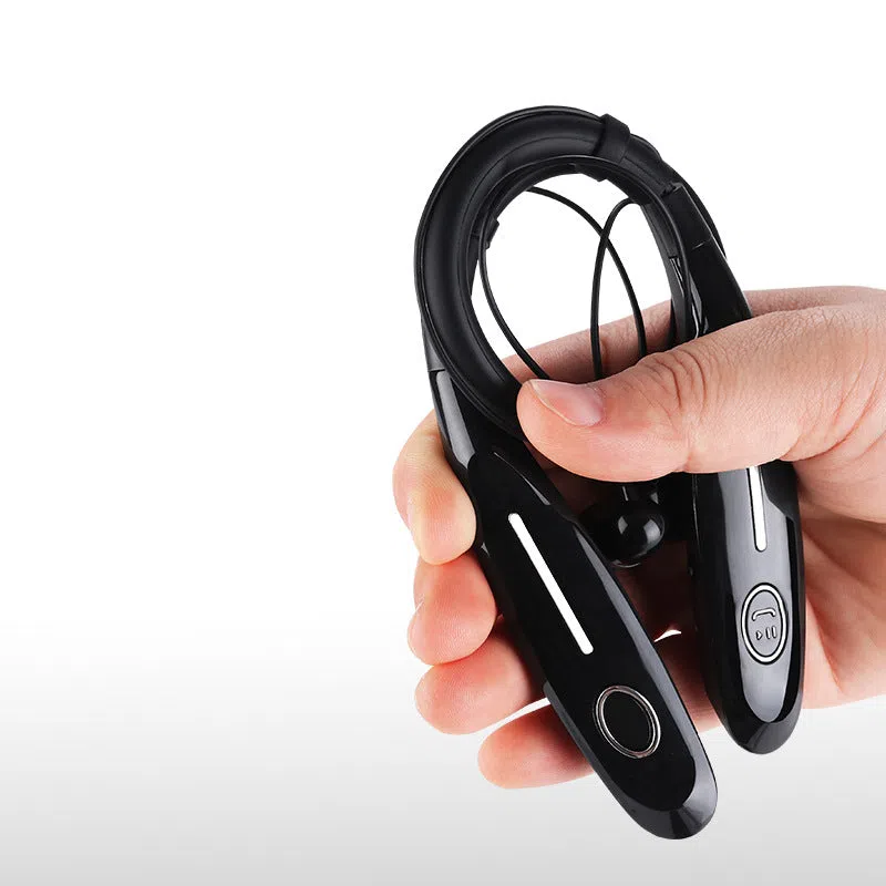 Black Bluetooth 5.0 neck-mounted stereo magnetic sports headphones with power display and call function