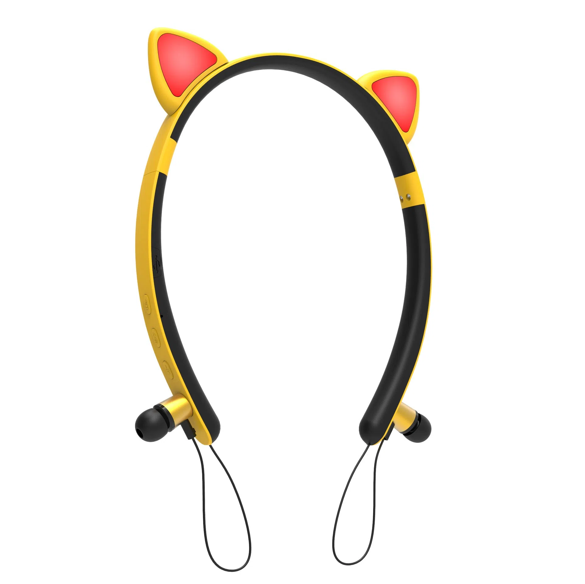 LED glowing Bluetooth cat ear headphones with purple colour and detachable ears on headband