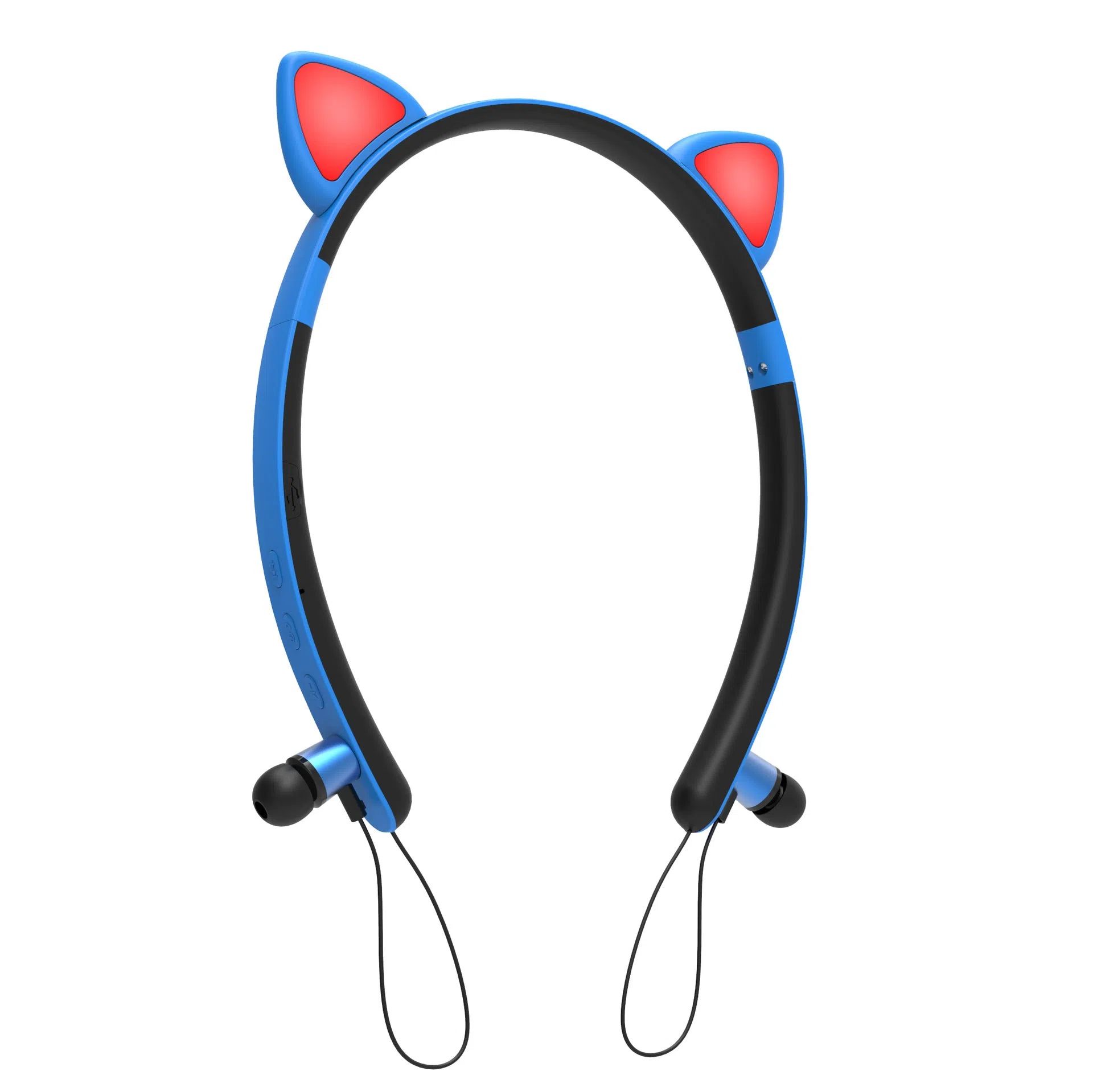 LED glowing Bluetooth cat ear headphones with purple colour and detachable ears on headband