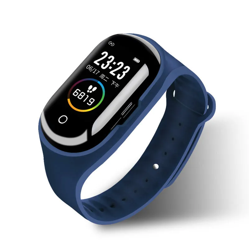 Smart bracelet earphone combo wearable device with 1-inch screen on silicone wristband