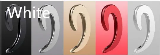 Black Bluetooth ear-hook earphones shown with ear-hook design and wireless connectivity.