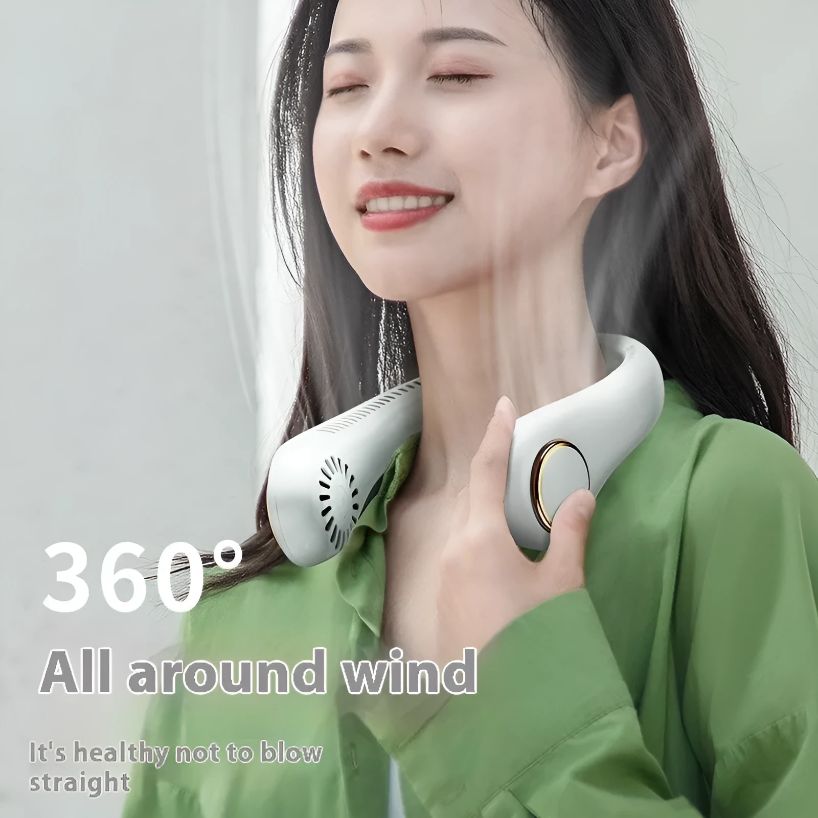USB rechargeable neck hanging fan in modern Chinese style design with brushless motor