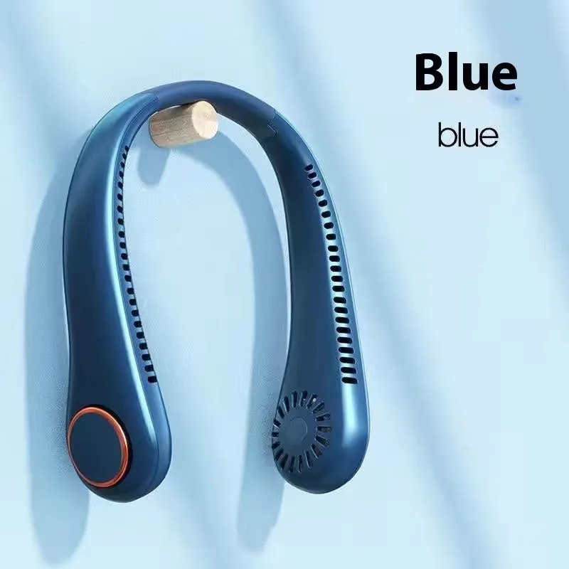 USB rechargeable neck hanging fan in modern Chinese style design with brushless motor