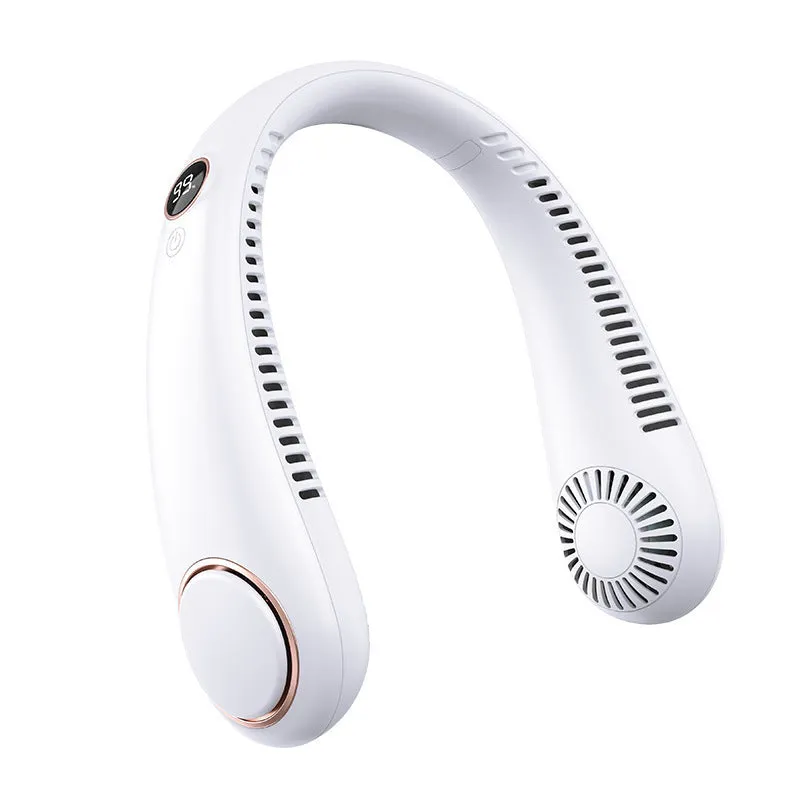 USB rechargeable neck hanging fan in modern Chinese style design with brushless motor