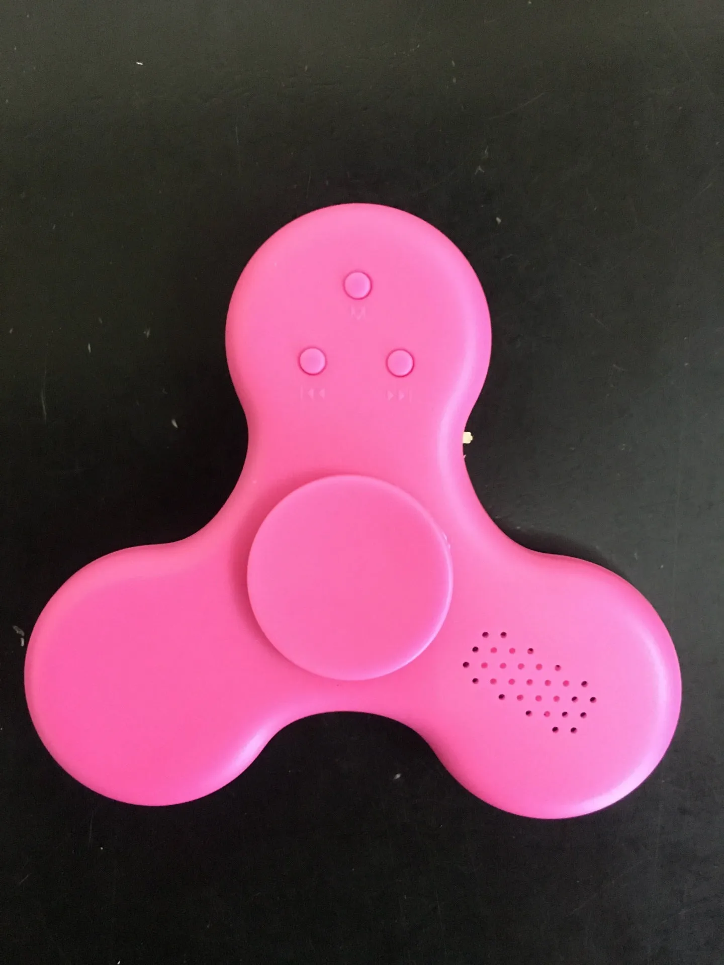 Bluetooth speaker fidget spinner in ABS plastic with 80mm diameter, shown in blue colour option
