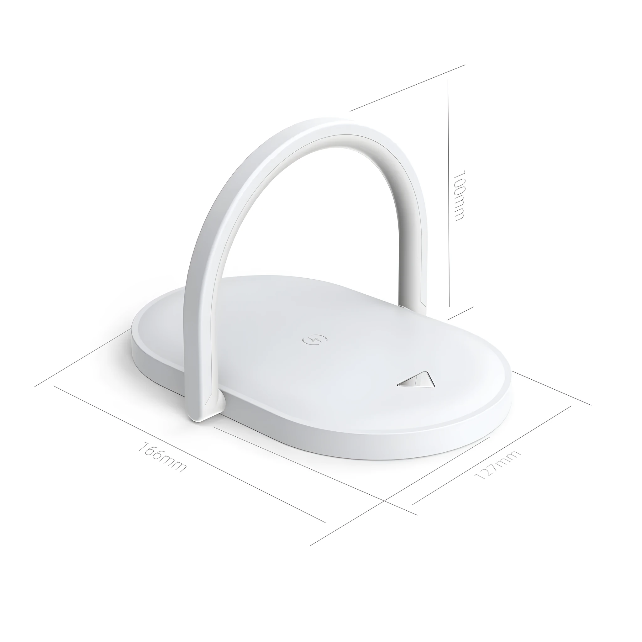 Black wireless charging pad with integrated phone holder and night light, showing 15W fast charging capability
