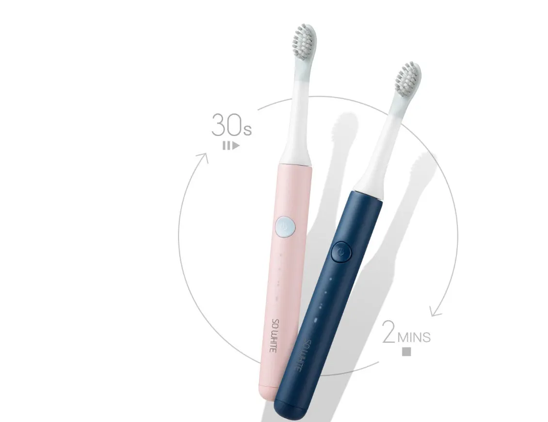 SOOCAS sonic electric toothbrush in blue or pink with round brush head