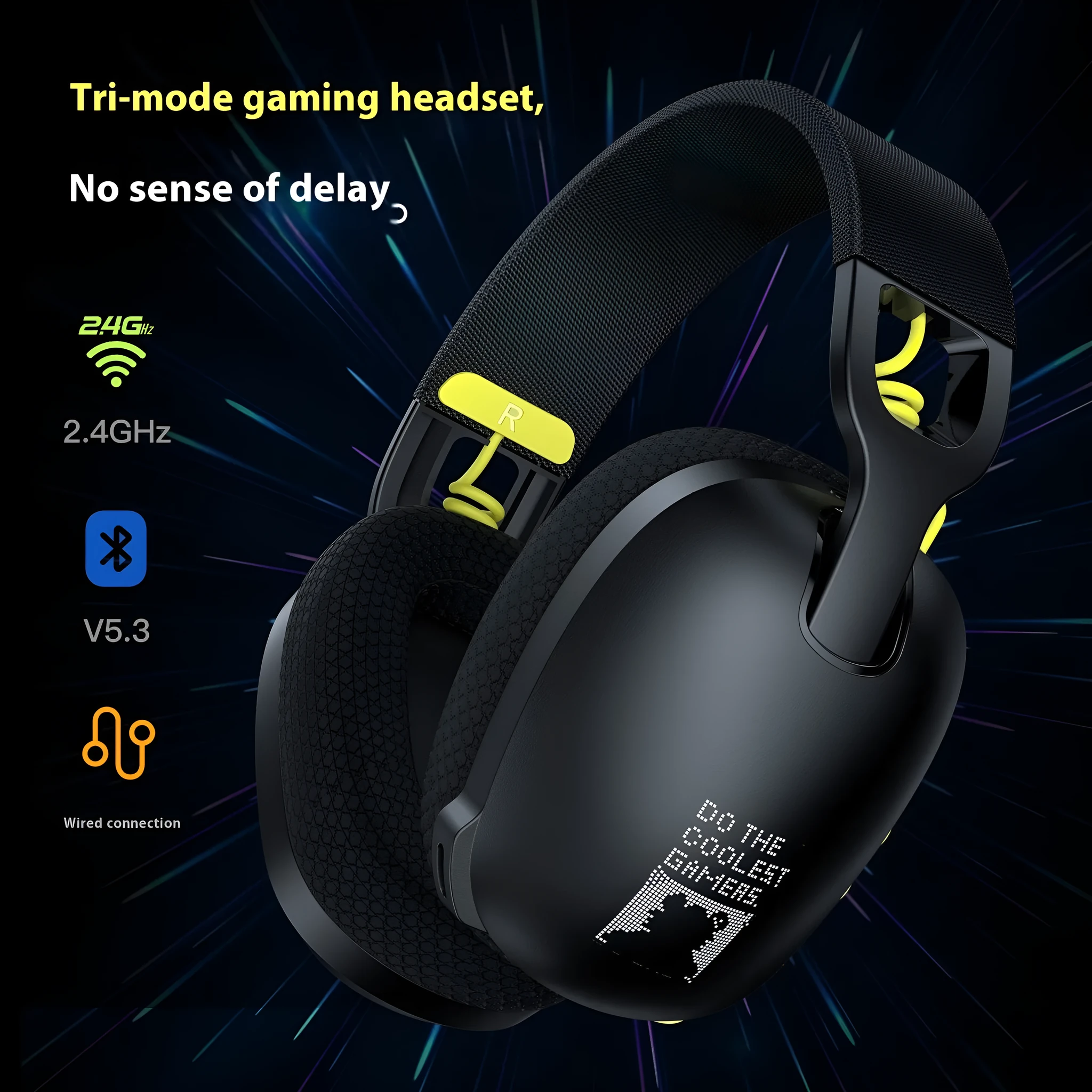 Wireless gaming headphones with over-ear design in black and white colour options