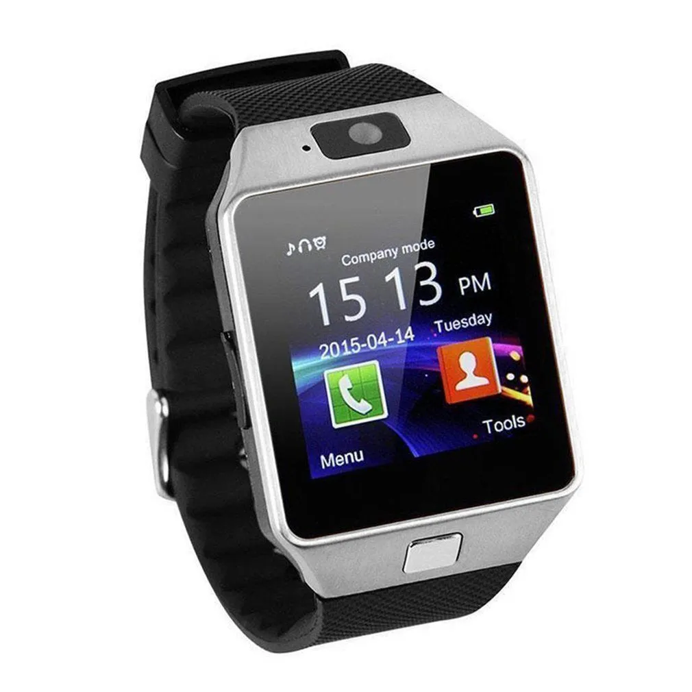 Bluetooth smart watch with 1.54 inch touch screen in black, white, gold or silver grey on sporty silicone wrist strap