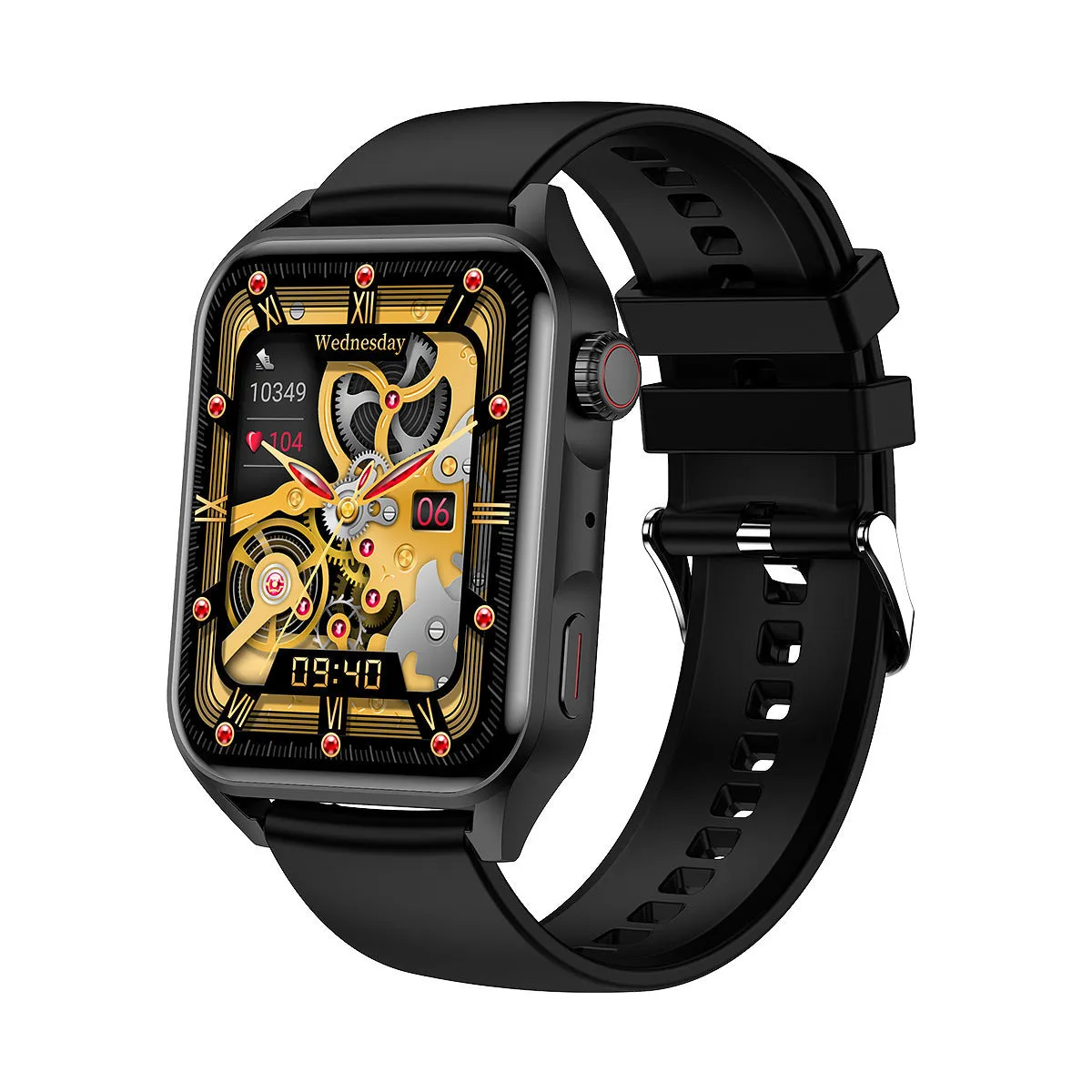 Pink AMOLED NFC smart watch on a silicone strap, showing a colourful watch face on its 1.8-inch screen.