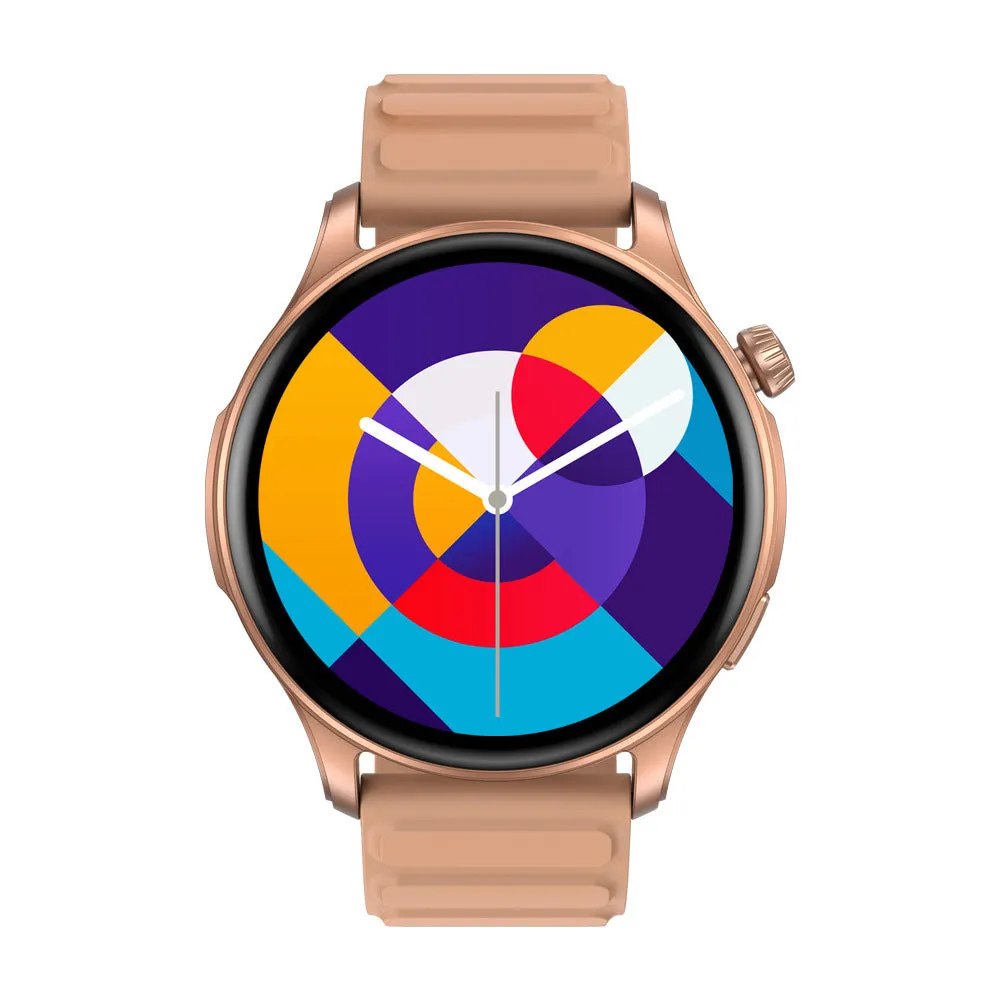 Btalk 3 Pro smart watch in blue, gray and pink colours showing AMOLED display with health metrics