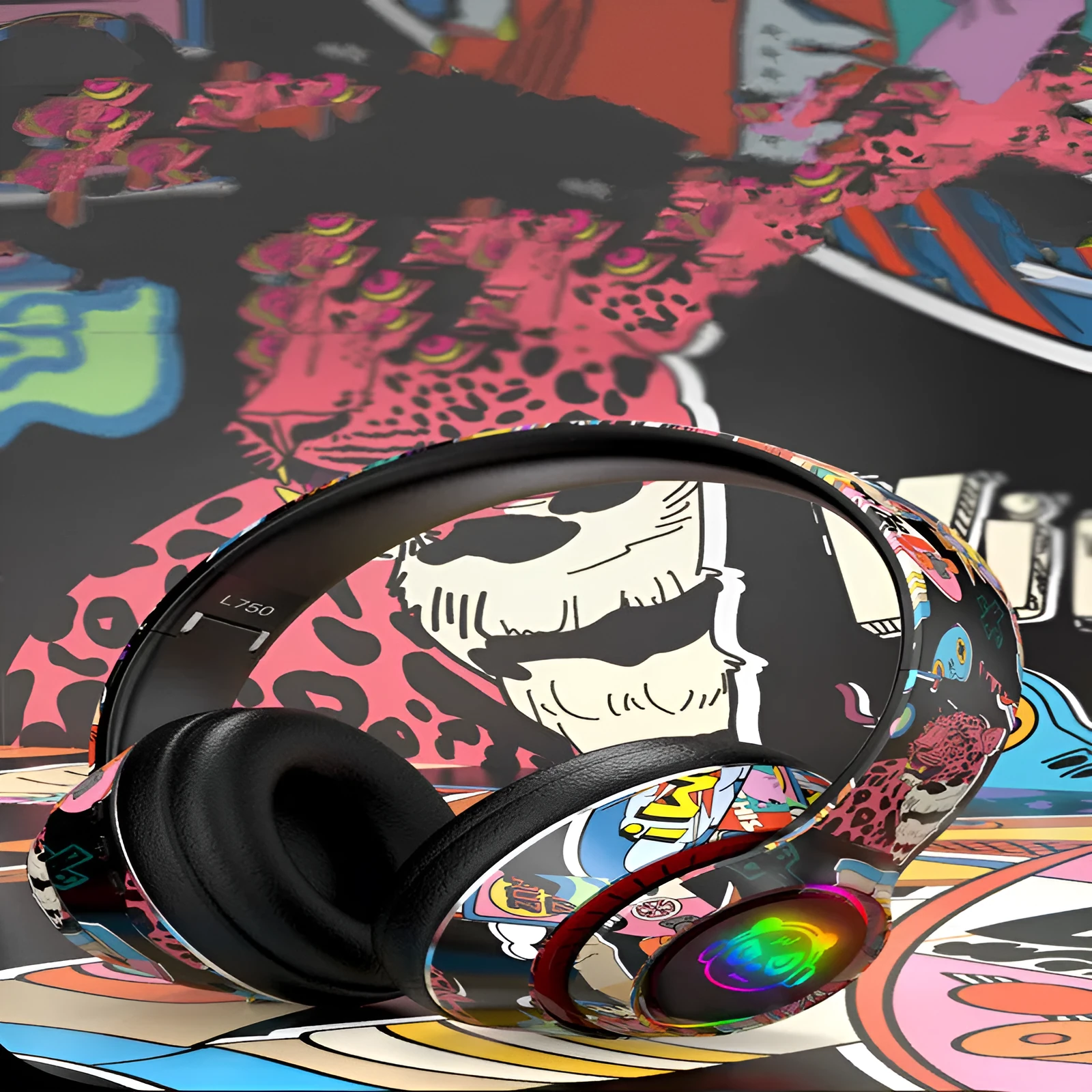 Wireless Bluetooth headset in black or white colours with head-mounted design