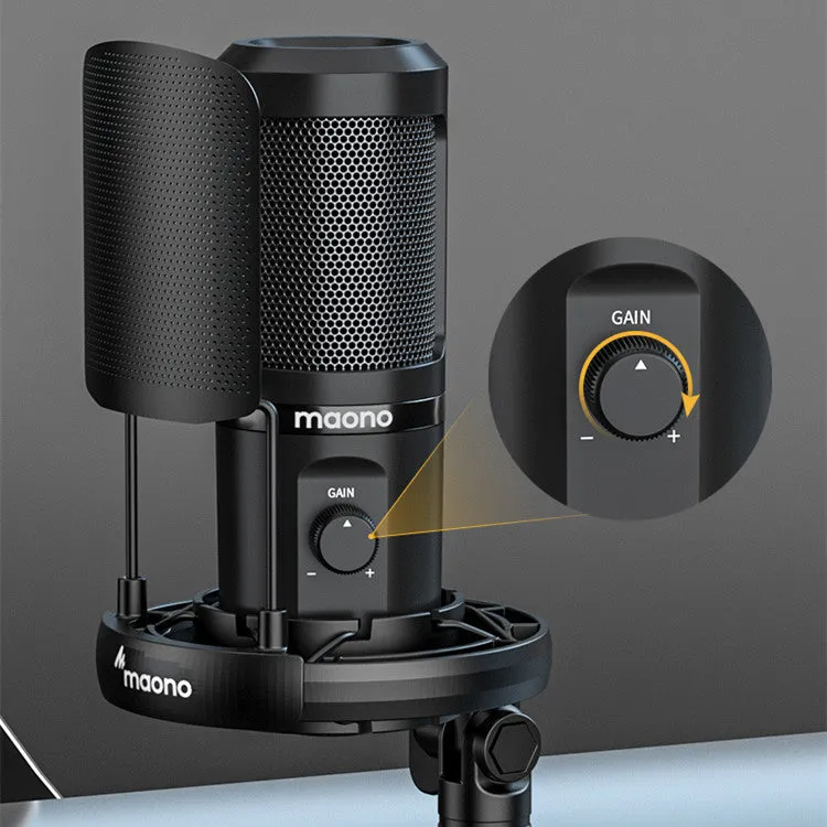PM461 USB desktop recording microphone kit with black shock mount and tripod stand