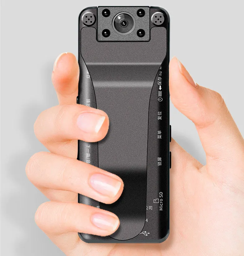 DSJ-S11 black body worn camera showing front lens, side buttons, and magnetic back clip.