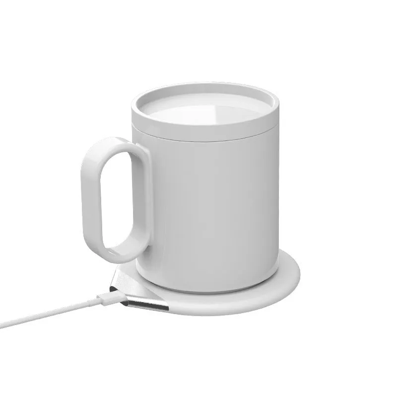 Black wireless charging warm coaster with induction heating for maintaining beverage temperature
