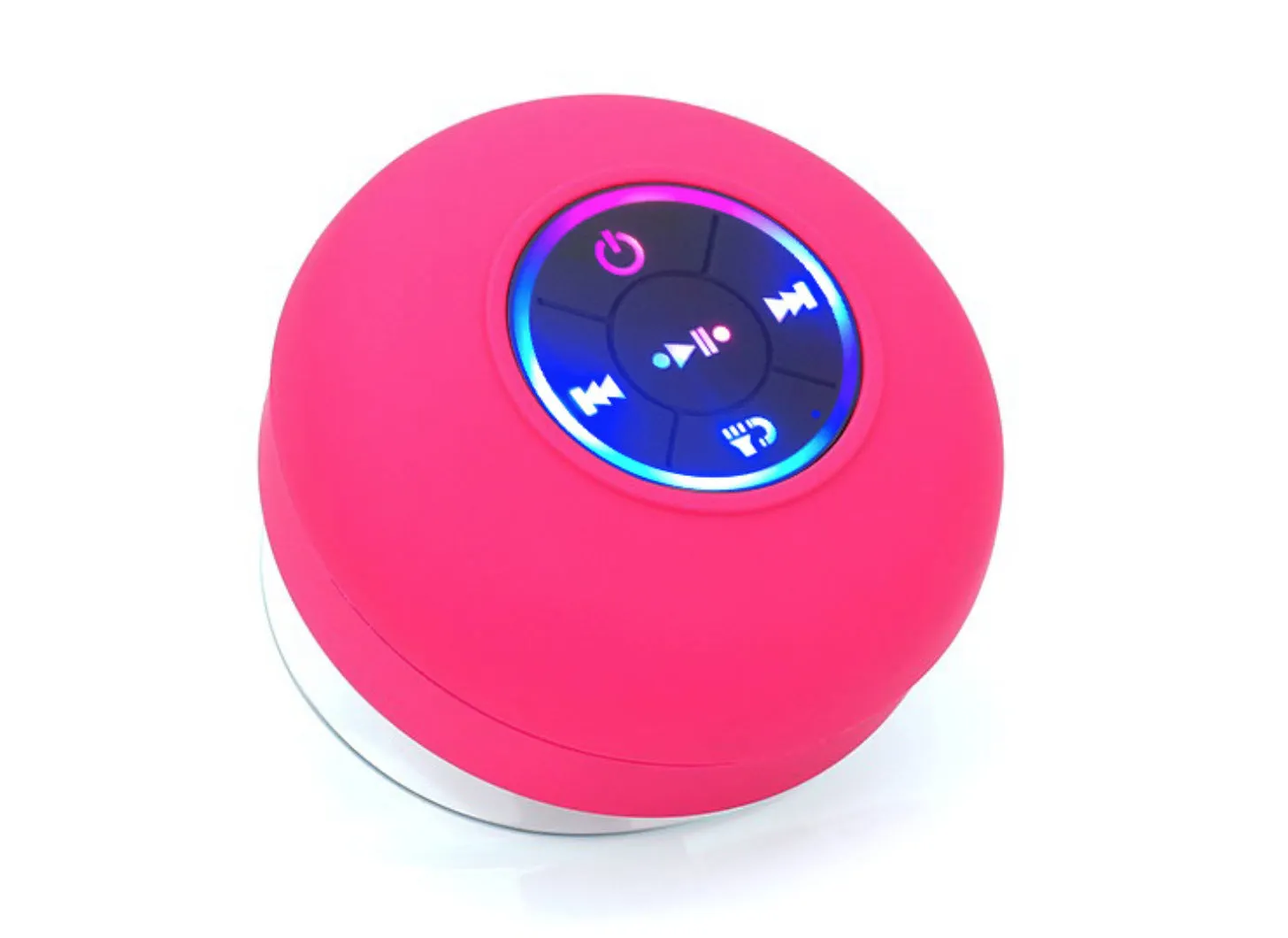 BTS07 waterproof Bluetooth speaker with large suction cup and RGB lights in six colour options
