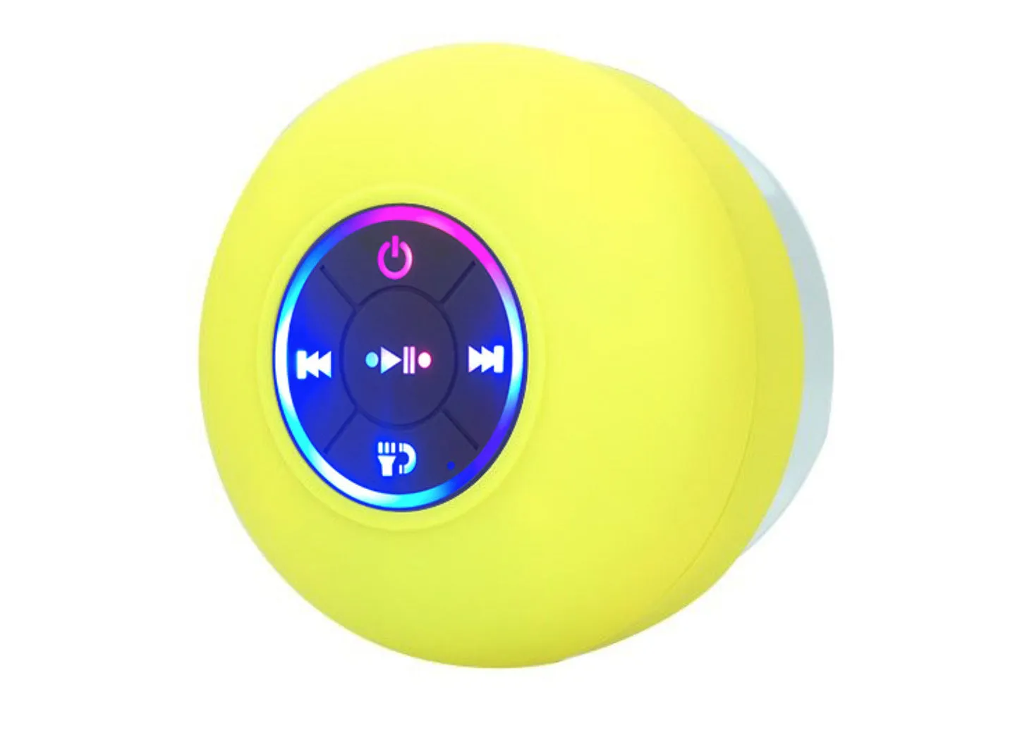 BTS07 waterproof Bluetooth speaker with large suction cup and RGB lights in six colour options