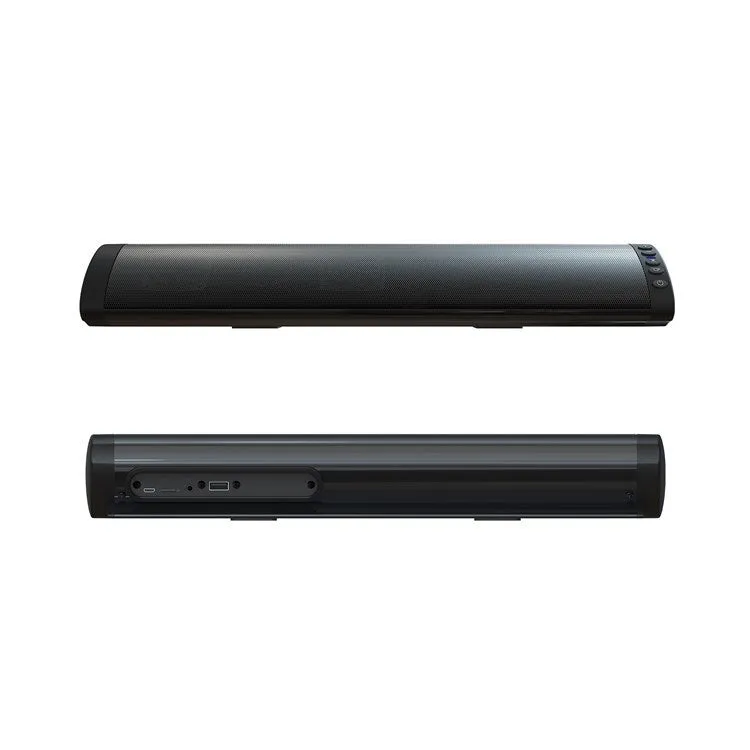 BS-41A black wall-mounted plastic Bluetooth speaker with remote control on a white wall.