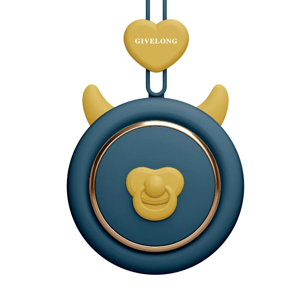 Mini bladeless neck band fan with hanging rope in a cute animal design colour.