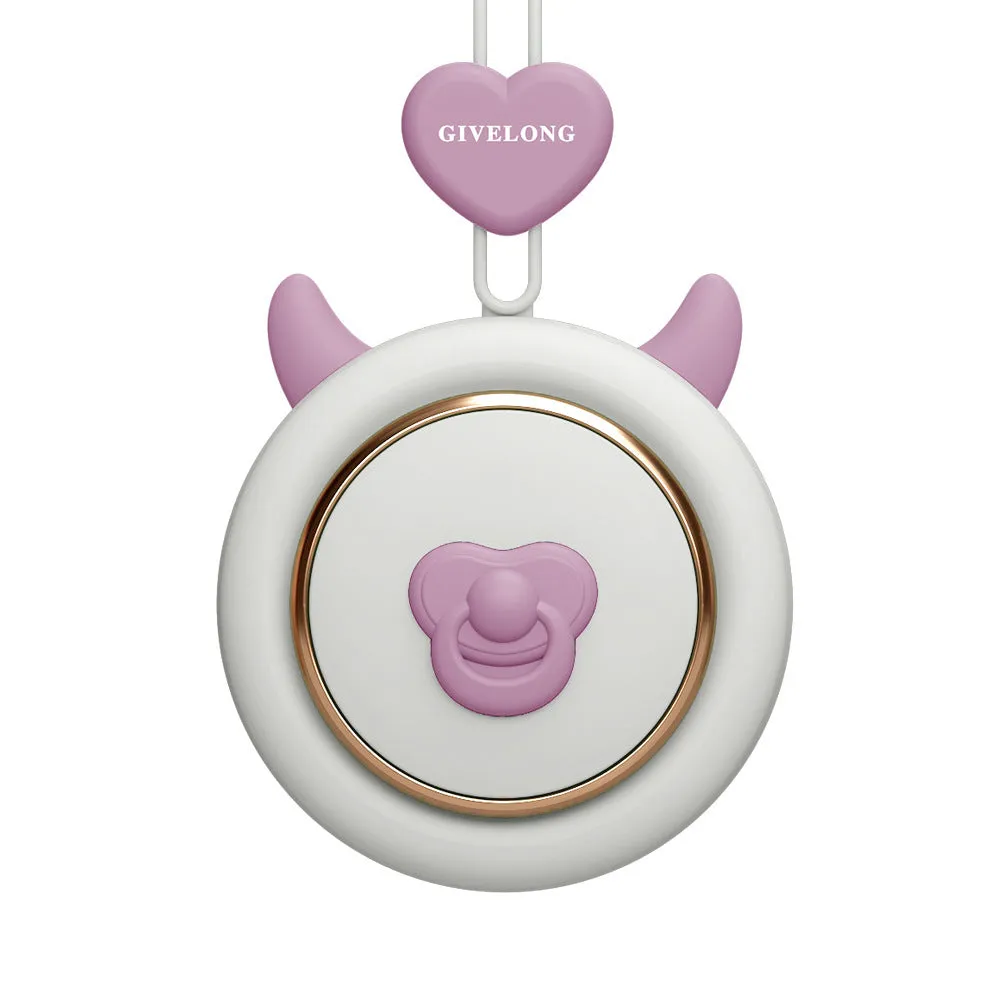 Mini bladeless neck band fan with hanging rope in a cute animal design colour.