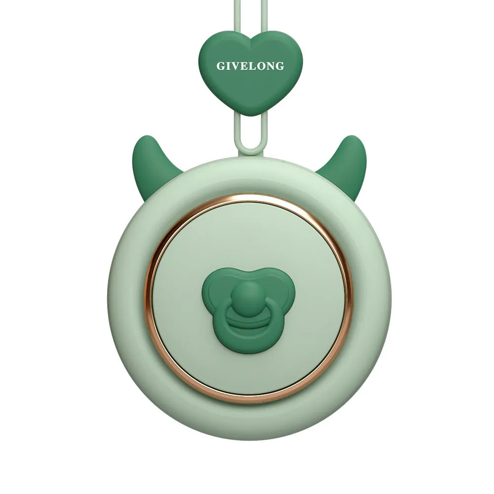 Mini bladeless neck band fan with hanging rope in a cute animal design colour.