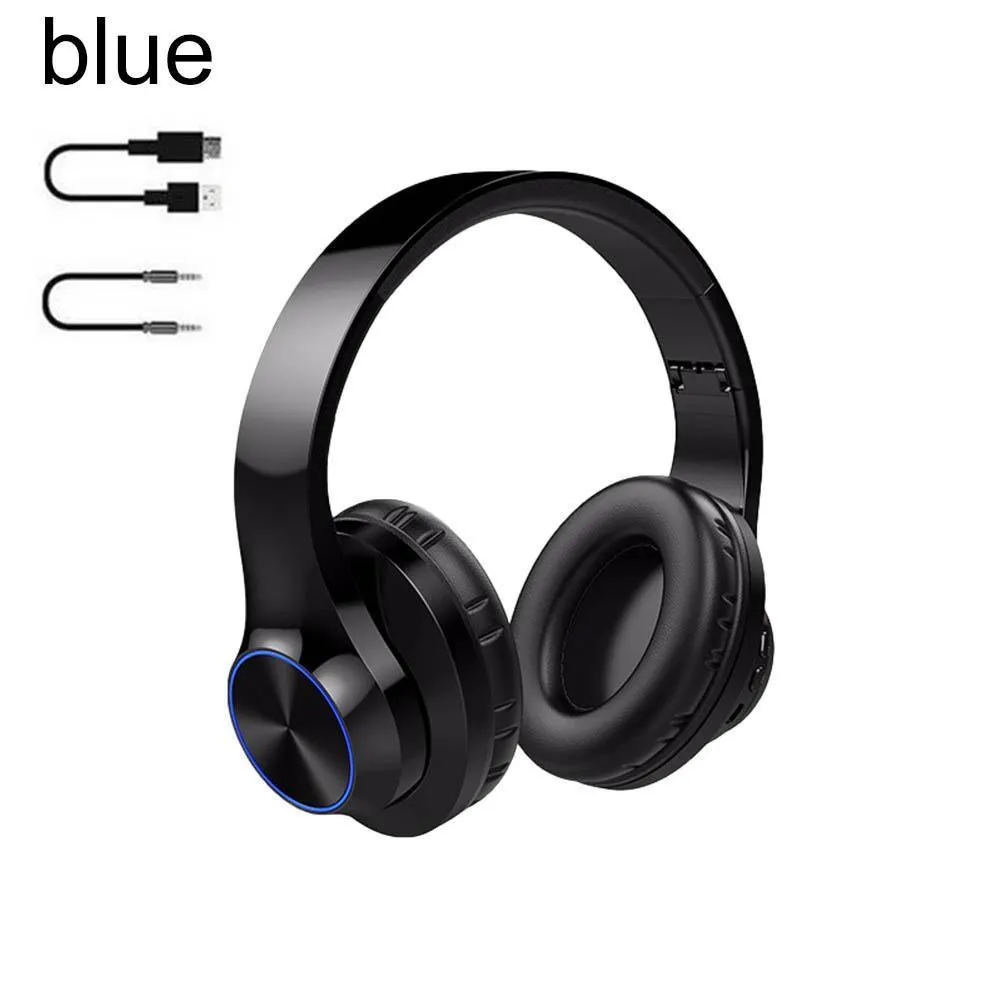 A11 wireless Bluetooth headphones in blue colour showing head-mounted design with bilateral earpieces