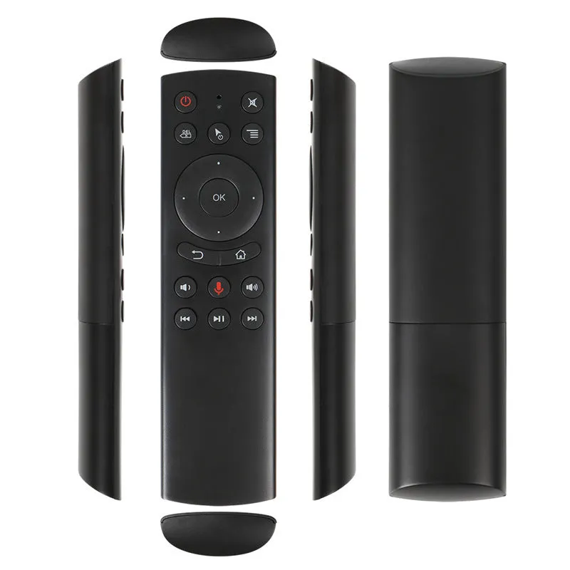 G20 FlyMouse 2.4G wireless air remote control with black ABS plastic body and silicone buttons.