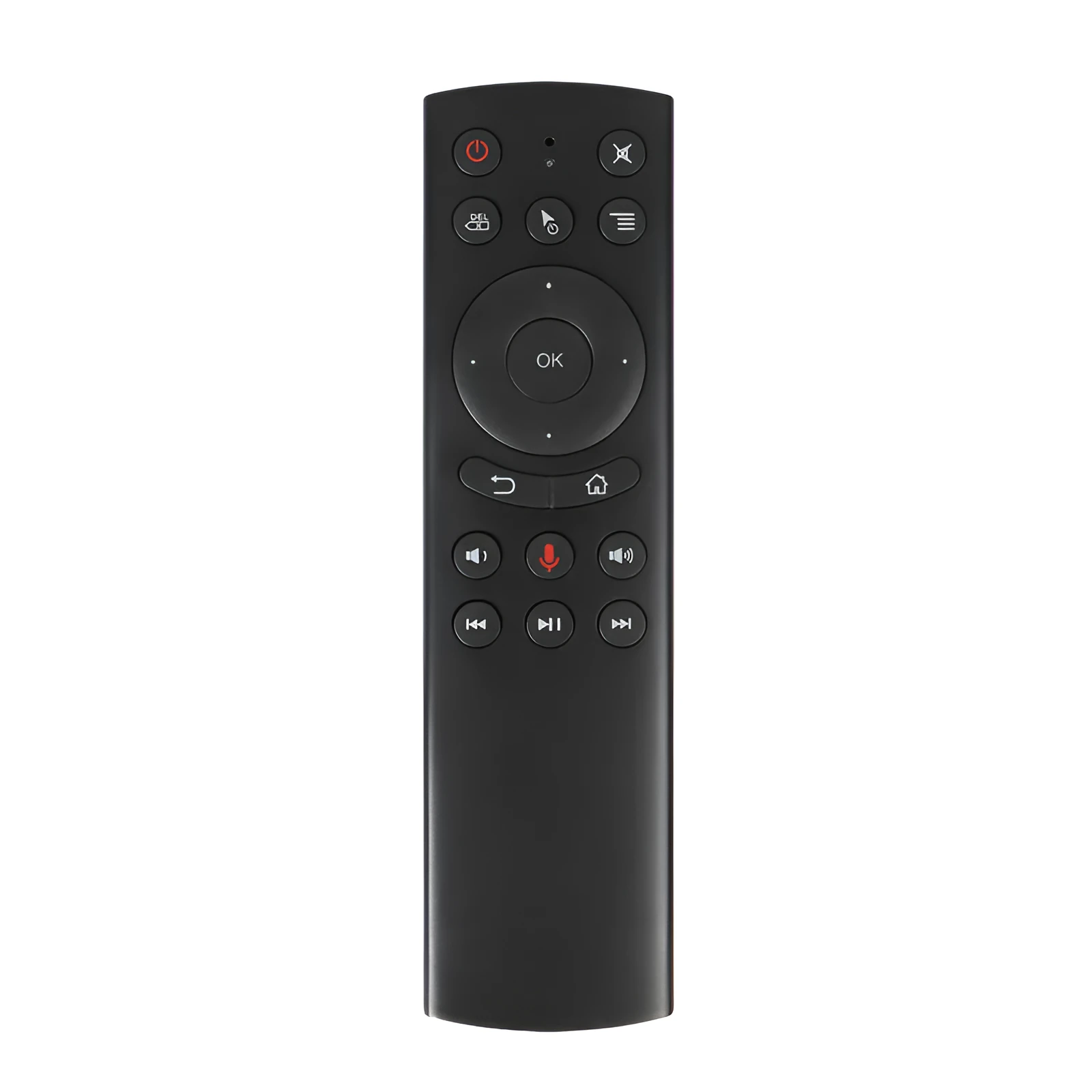 G20 FlyMouse 2.4G wireless air remote control with black ABS plastic body and silicone buttons.