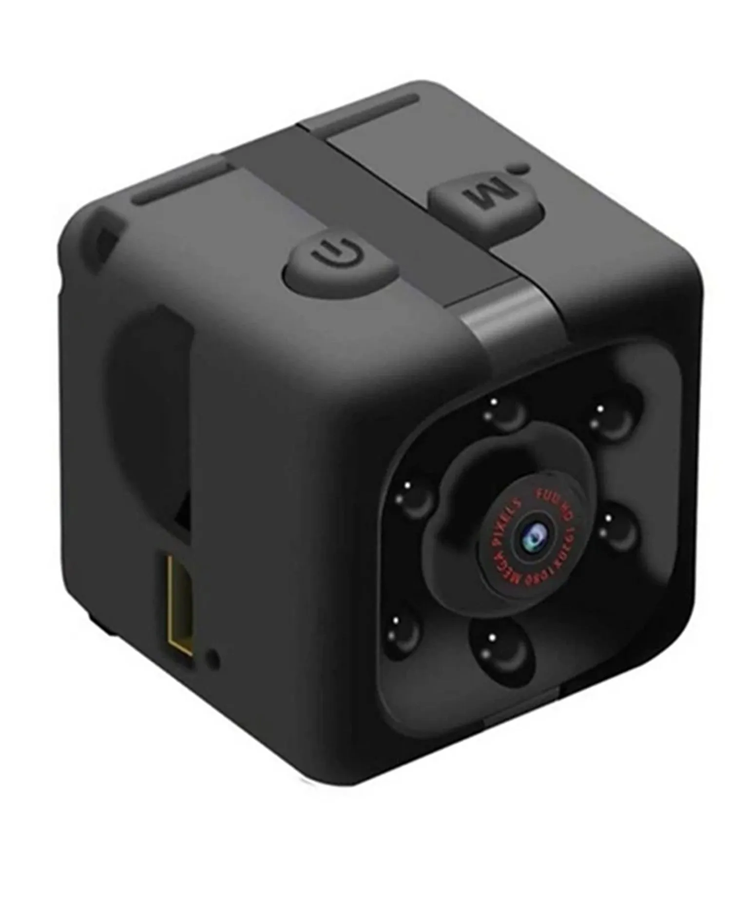 Black mini USB dash camera with infrared night vision for 1080P vehicle recording