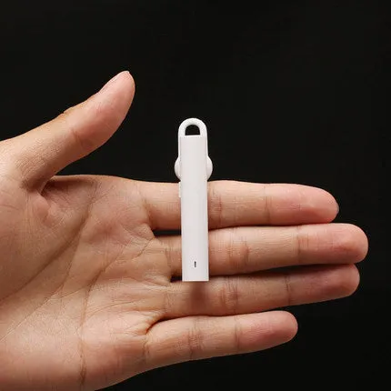 Compact wireless Bluetooth headset in black or white with 5.6 cm dimensions
