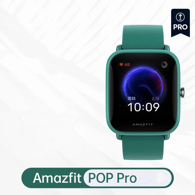 Amazfit smart watch with colour screen on a silicone strap, showing blood oxygen and GPS tracking.