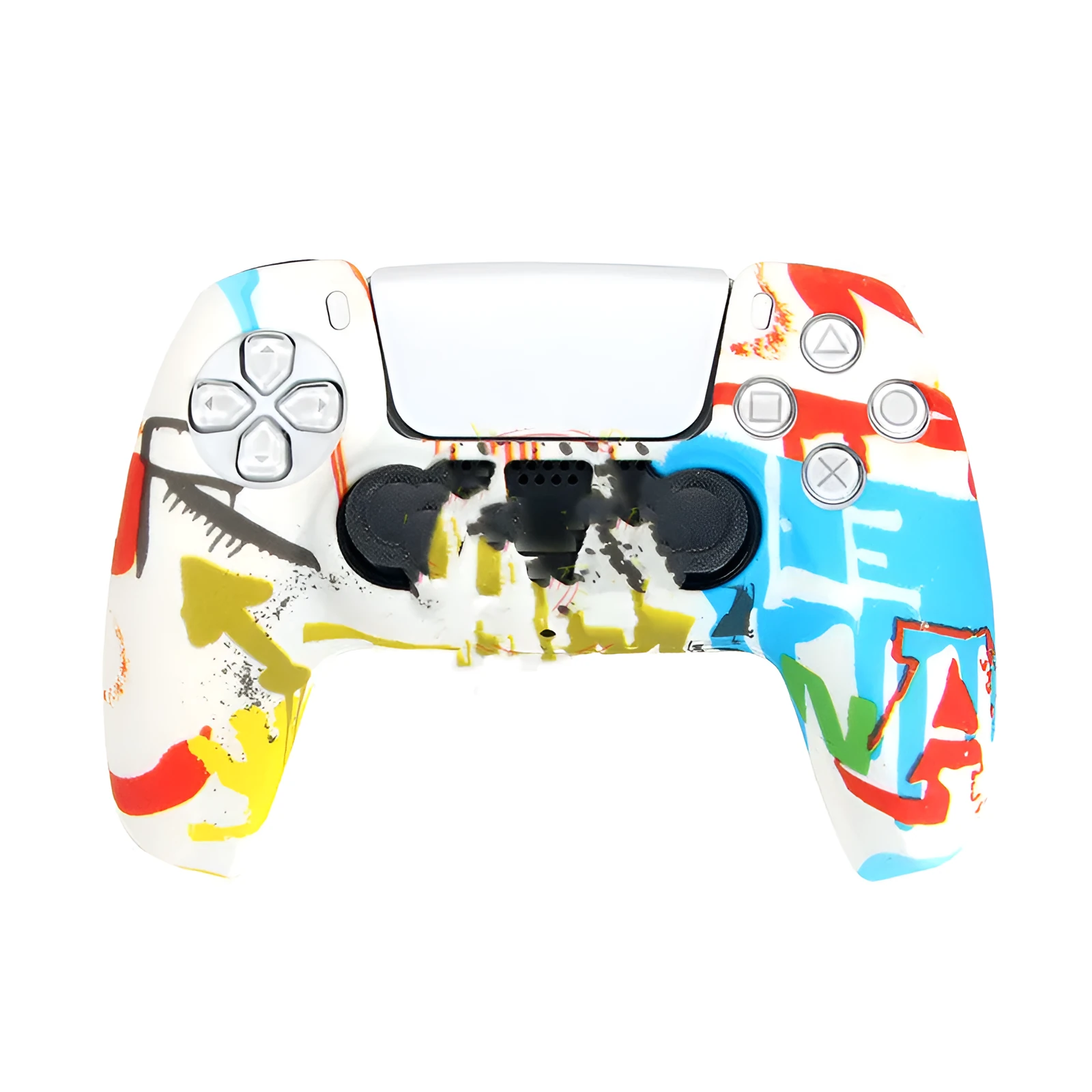 Camouflage patterned silicone protective case fitted on a PS5 DualSense controller