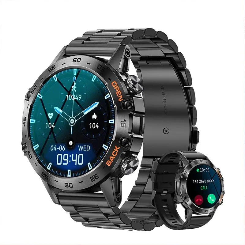 Bluetooth calling smart watch with IPS touch screen showing health monitoring display