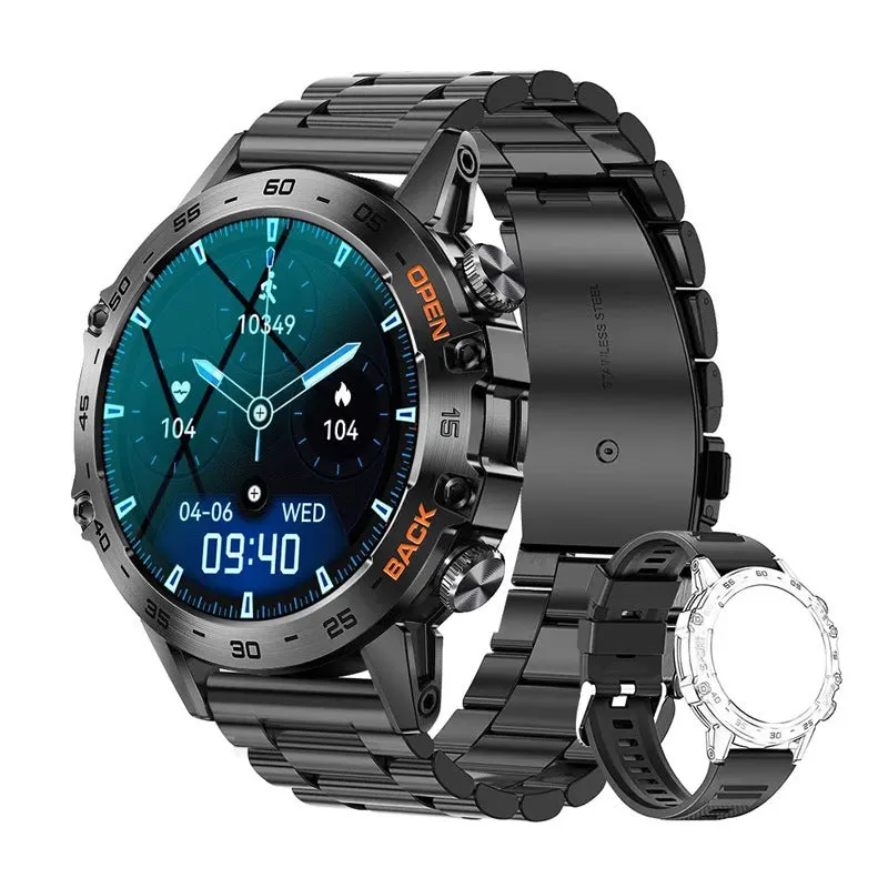 Bluetooth calling smart watch with IPS touch screen showing health monitoring display